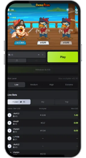 Main interface of Chicken Pirate